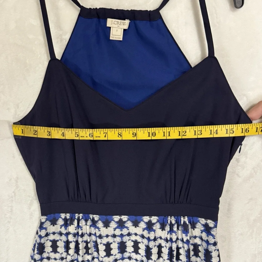 J.CREW Racerback Maxi Dress‎ Size 2 Blue Tie Dye Casual Boho Retro Coastal Slit
